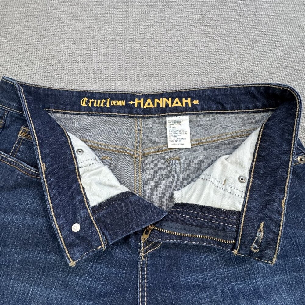 Cruel Womens Size 32/13 S Blue Denim Hannah Flared Leg Jeans Frayed Split Hem - Picture 6 of 13